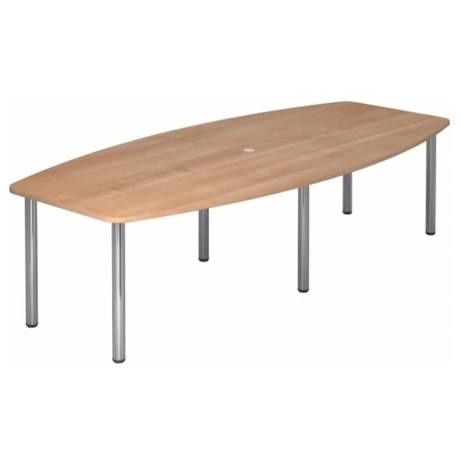 Table de conférence KARAT 28 C aspect noyer avec plateau ovale et quatre pieds chromés de hjh OFFICE PRO