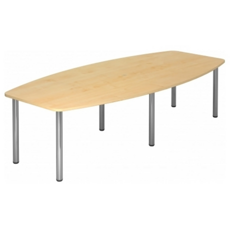 Table de conférence KARAT 28 C aspect érable avec six pieds chromés argentés de hjh OFFICE PRO