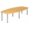 Table de conférence KARAT 28 C effet hêtre avec six pieds ronds chromés de hjh OFFICE PRO