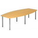 Table de conférence KARAT 28 C effet hêtre avec six pieds ronds chromés de hjh OFFICE PRO