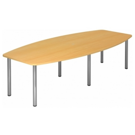 Table de conférence KARAT 28 C effet hêtre avec six pieds ronds chromés de hjh OFFICE PRO