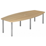 Table de conférence KARAT 28 C effet chêne avec plateau ovale et quatre pieds chromés de hjh OFFICE PRO