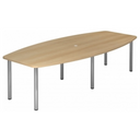 Table de conférence KARAT 28 C effet chêne avec plateau ovale et quatre pieds chromés de hjh OFFICE PRO