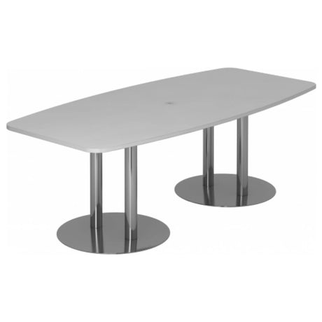 Table de conférence KARAT S 22 C avec plateau gris et pieds colonnes chromés de hjh OFFICE PRO