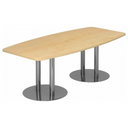 Table de conférence KARAT S 22 C en bois d'érable clair avec deux pieds colonnes chromés de hjh OFFICE PRO