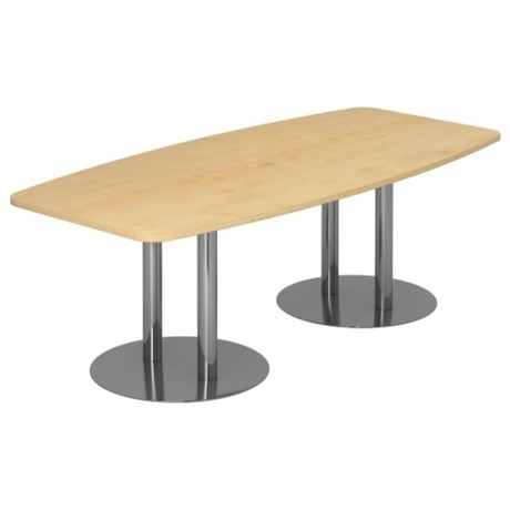Table de conférence KARAT S 22 C en bois d'érable clair avec deux pieds colonnes chromés de hjh OFFICE PRO