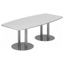 Table de conférence blanche KARAT S 22 C avec deux pieds colonnes chromés de hjh OFFICE PRO