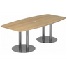 Table de conférence KARAT S 22 C avec plateau ovale en chêne et deux pieds colonnes chromés de hjh OFFICE PRO