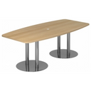 Table de conférence KARAT S 22 C avec plateau ovale en chêne et deux pieds colonnes chromés de hjh OFFICE PRO