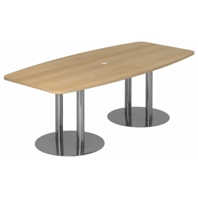 Table de conférence KARAT S 22 C avec plateau ovale en chêne et deux pieds colonnes chromés de hjh OFFICE PRO