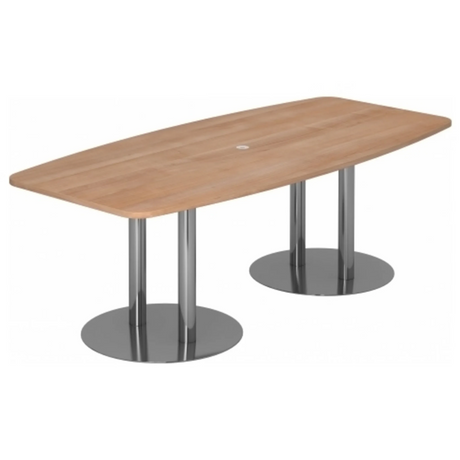 Table de conférence KARAT S 22 C avec plateau en noyer et deux pieds colonnes chromés de hjh OFFICE PRO