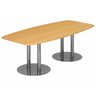 Table de conférence KARAT S 22 C avec plateau couleur hêtre et deux pieds colonnes chromés de hjh OFFICE PRO