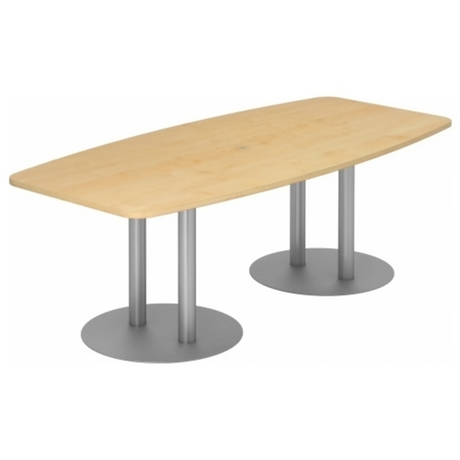 Table de conférence KARAT S 22 S avec plateau en bois d'érable clair et deux pieds colonnes argentés de hjh OFFICE PRO