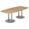 Table de conférence KARAT S 22 S avec plateau couleur chêne et pieds colonnes argentés de hjh OFFICE PRO