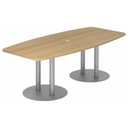 Table de conférence KARAT S 22 S avec plateau couleur chêne et pieds colonnes argentés de hjh OFFICE PRO