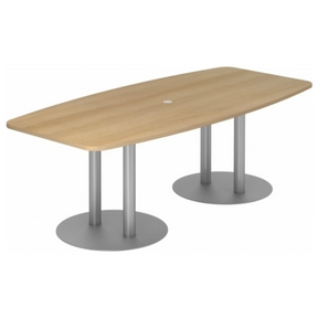 Table de conférence KARAT S 22 S avec plateau couleur chêne et pieds colonnes argentés de hjh OFFICE PRO