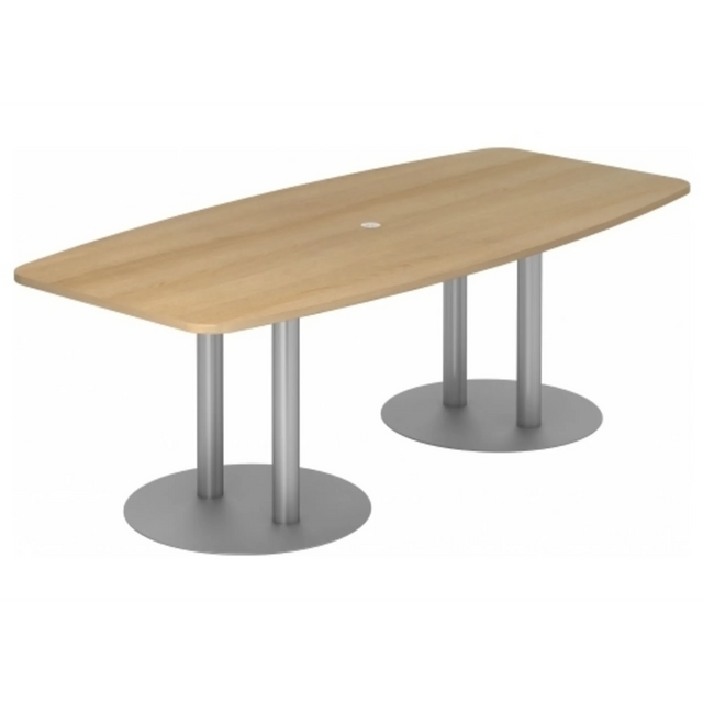 Table de conférence KARAT S 22 S avec plateau couleur chêne et pieds colonnes argentés de hjh OFFICE PRO