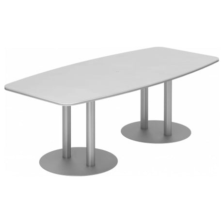 Table de conférence blanche KARAT S 22 S avec pieds colonnes argentés de hjh OFFICE PRO