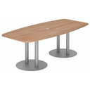 Table de conférence KARAT S 22 S effet noyer avec deux pieds colonnes argentés de hjh OFFICE PRO