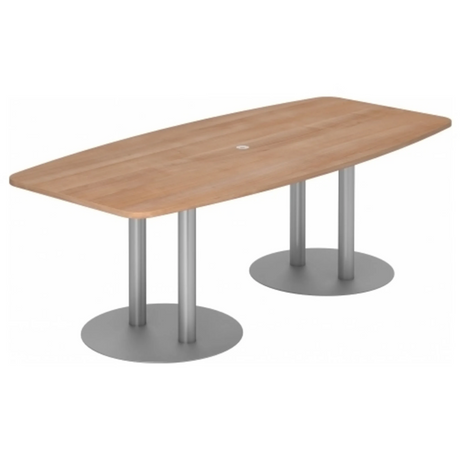 Table de conférence KARAT S 22 S effet noyer avec deux pieds colonnes argentés de hjh OFFICE PRO
