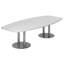 Table de conférence ovale KARAT S 28 C avec plateau blanc et deux pieds colonnes chromés de hjh OFFICE PRO