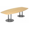 Table de conférence KARAT S 28 C avec plateau en bois d'érable clair et deux pieds colonnes chromés de hjh OFFICE PRO