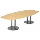 Table de conférence KARAT S 28 C avec plateau en bois d'érable clair et deux pieds colonnes chromés de hjh OFFICE PRO