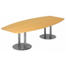 Table de conférence KARAT S 28 C aspect hêtre avec deux pieds colonnes chromés de hjh OFFICE PRO