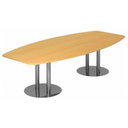 Table de conférence KARAT S 28 C aspect hêtre avec deux pieds colonnes chromés de hjh OFFICE PRO