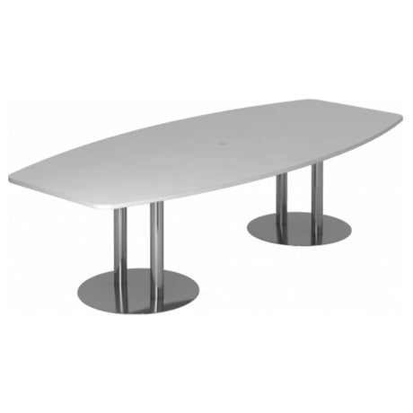 Table de conférence grise KARAT S 28 C avec plateau ovale et deux pieds colonnes chromés de hjh OFFICE PRO