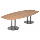 Table de conférence KARAT S 28 C avec plateau en noyer et pieds colonnes chromés de hjh OFFICE PRO