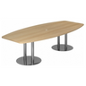 Table de conférence ovale KARAT S 28 C aspect chêne avec deux pieds colonnes chromés de hjh OFFICE PRO