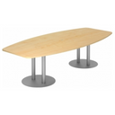 Table de conférence ovale KARAT S 28 S aspect érable avec pieds colonnes argentés de hjh OFFICE PRO