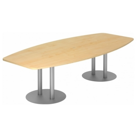 Table de conférence ovale KARAT S 28 S aspect érable avec pieds colonnes argentés de hjh OFFICE PRO