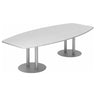Table de conférence blanche KARAT S 28 S avec plateau ovale et pieds colonnes argentés de hjh OFFICE PRO