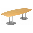 Table de conférence KARAT S 28 S aspect hêtre avec deux pieds colonnes argentés de hjh OFFICE PRO