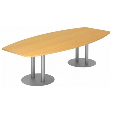 Table de conférence KARAT S 28 S aspect hêtre avec deux pieds colonnes argentés de hjh OFFICE PRO