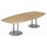 Table de conférence ovale KARAT S 28 S effet chêne avec pieds colonnes argentés de hjh OFFICE PRO
