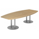 Table de conférence ovale KARAT S 28 S effet chêne avec pieds colonnes argentés de hjh OFFICE PRO