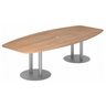 Table de conférence KARAT S 28 S avec plateau en bois de noyer et deux pieds colonnes argentés de hjh OFFICE PRO
