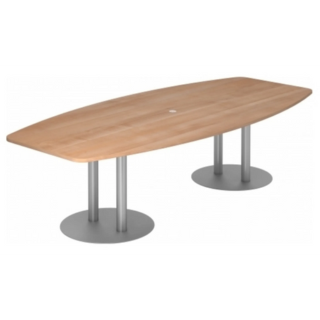 Table de conférence KARAT S 28 S avec plateau en bois de noyer et deux pieds colonnes argentés de hjh OFFICE PRO