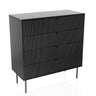 Commode noire KARBY K avec quatre tiroirs rainurés et des pieds métalliques fins de hjh LIVING