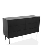 Buffet noir KARBY S avec façades cannelées et six tiroirs de hjh LIVING