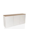 Buffet KELO S en blanc avec un plateau couleur chêne et trois portes de hjh LIVING