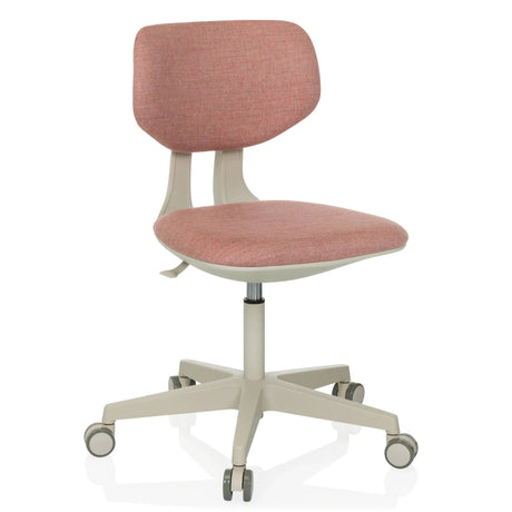 Chaise pivotante pour des enfants KID CLASSIC rose avec structure beige et cinq roulettes de hjh OFFICE