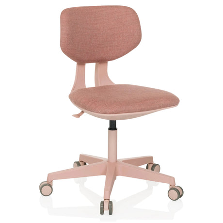Chaise pivotante pour des enfants KID COLORE rose avec revêtement en tissu et cinq roulettes de hjh OFFICE