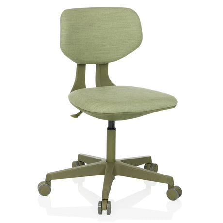 Chaise pivotante pour des enfants KID COLORE verte avec revêtement en tissu et cinq roulettes de hjh OFFICE