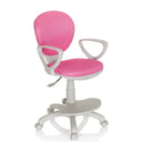 Chaise pivotante pour des enfants KID COLOUR G1 en rose et gris avec repose-pieds intégré et roulettes de hjh OFFICE