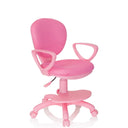 Chaise pivotante pour des enfants KID COLOUR rose avec accoudoirs et base à roulettes de hjh OFFICE
