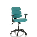 Chaise pivotante pour des enfants KID ERGOLINO B bleue avec accoudoirs noirs et cinq roulettes de hjh OFFICE